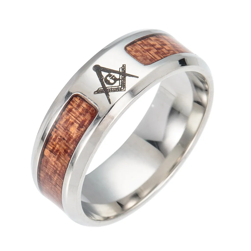 Asgard Handcrafted Stainless Steel Celtic Tree Of Life And Wood Inset Rings