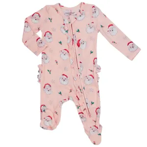 Baby Girl Footie | Vintage Santa - Pink | Angel Dear