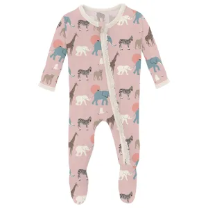 Baby Rose Just So Animals Muffin Ruffle Footie With 2 Way Zipper