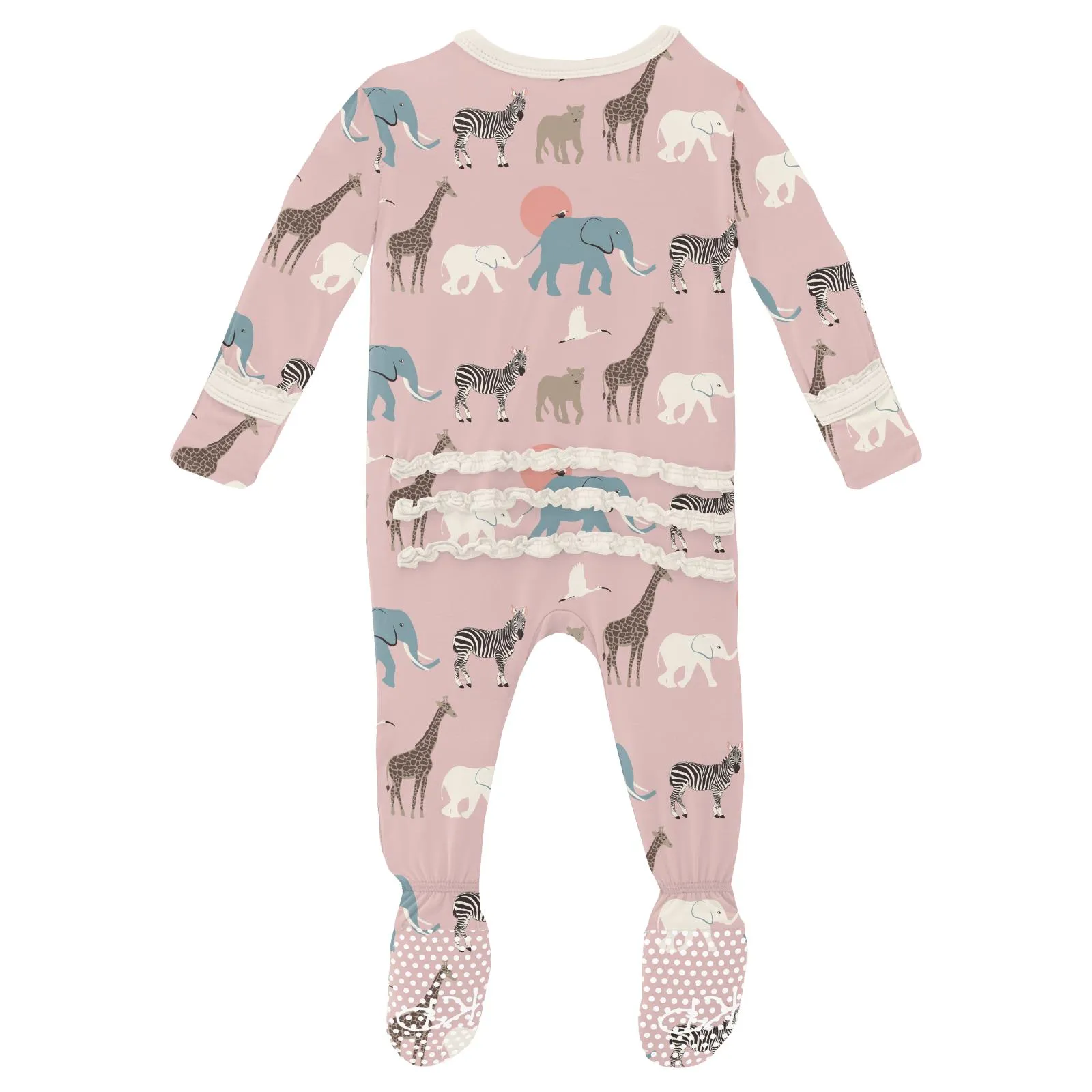 Baby Rose Just So Animals Muffin Ruffle Footie With 2 Way Zipper