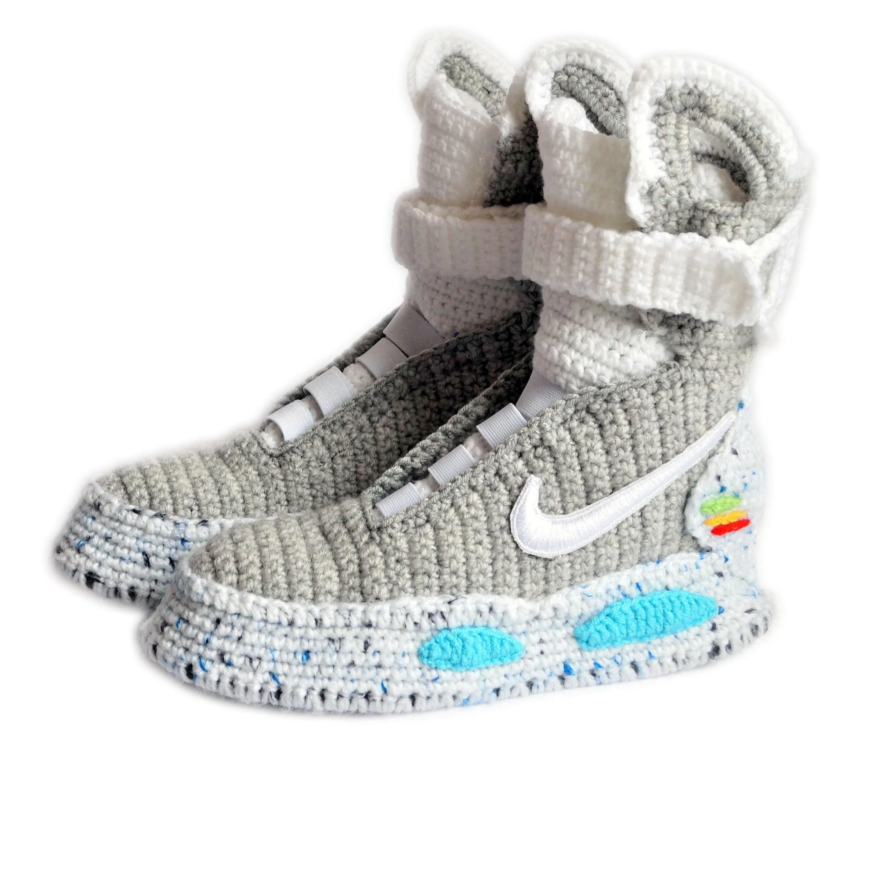 Back To The Future Custom Air Mag Crochet Shoes - Marty McFly Knitted Sneakers Slippers