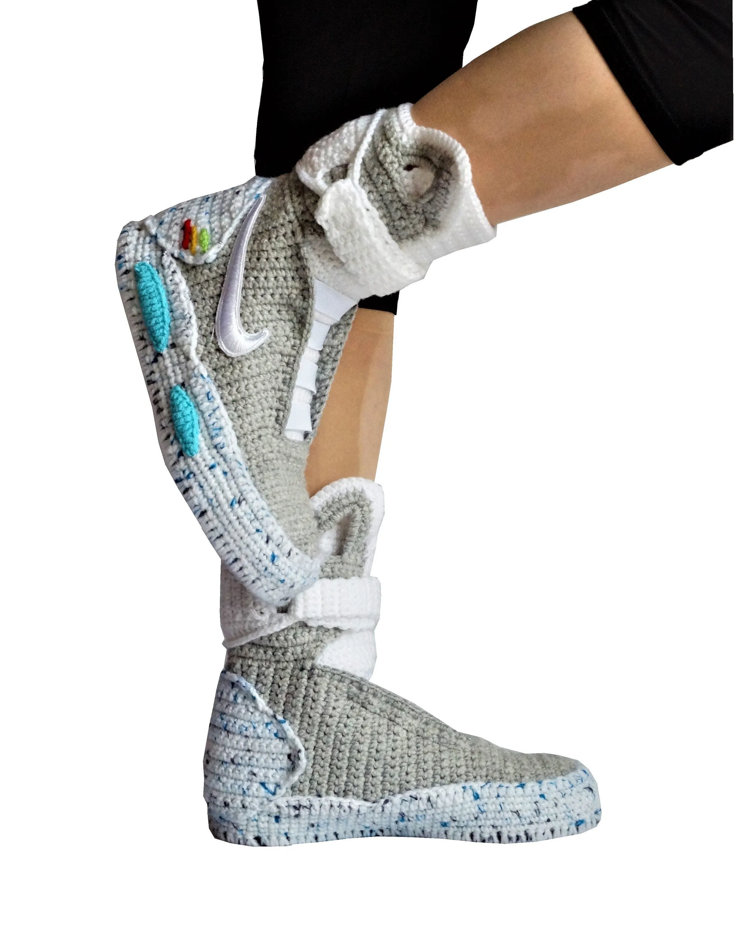 Back To The Future Custom Air Mag Crochet Shoes - Marty McFly Knitted Sneakers Slippers