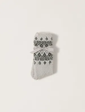 Barefoot Dreams CozyChic® Fair Isle Socks in Malibu Mist Multi