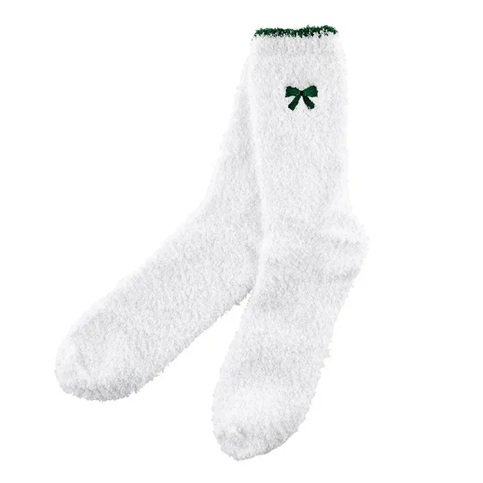 BEL Cozy Socks with Green Bow in Ornament