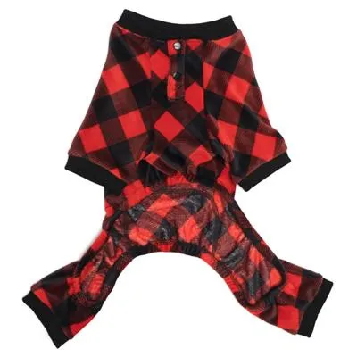 Black/Red Buffalo Fleece Dog Jammies