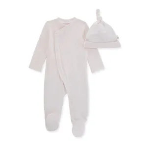 Burt's Bees Organic Baby Micro Stripe Jumpsuit & Knot Top Hat Set Dawn