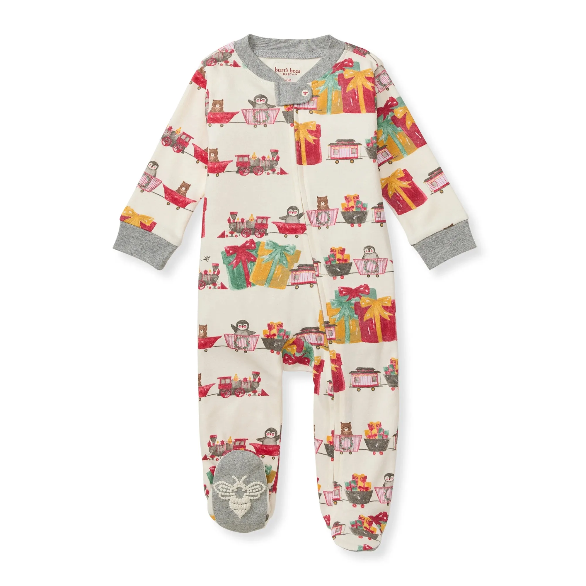 Burt's Bees Organic Baby One-Piece Sleep & Play Holiday Toy Train