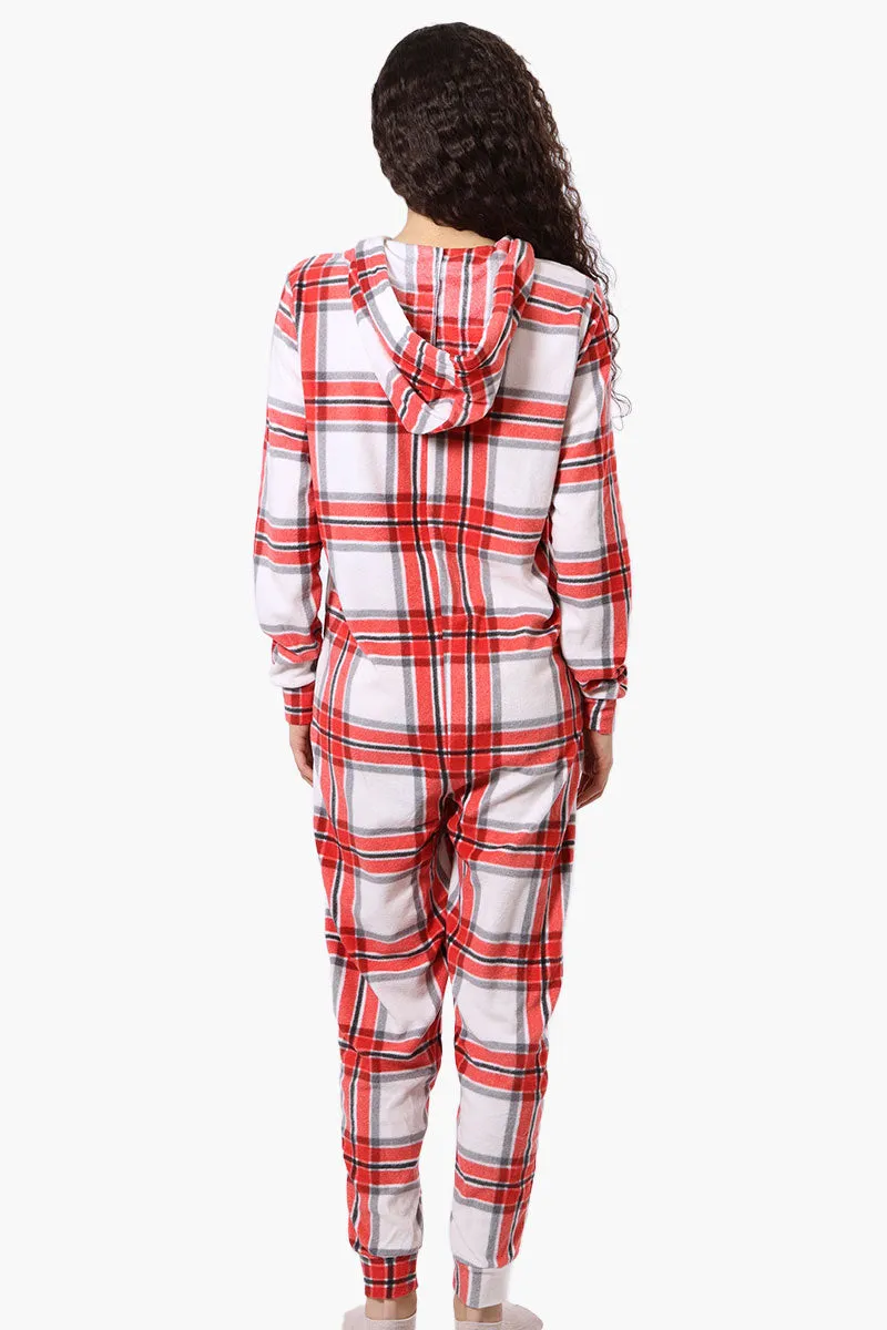 Canada Weather Gear Hooded Plaid Fleece Onesie - White