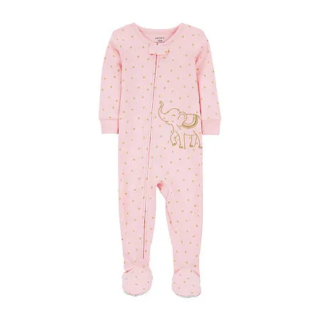 Carter's Toddler Girls One-Piece Elephant 100% Snug-Fit Footed Pajamas - Pink