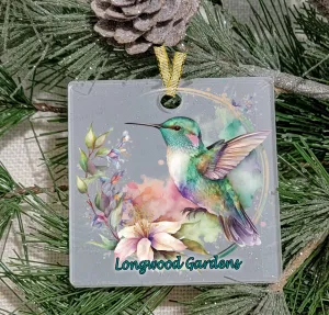 Christmas Ornament, Bird, Hummingbird, Frosted Acrylic, Square, name drop available