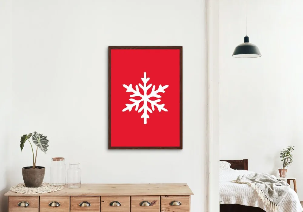 Christmas Snowflake Print INSTANT DOWNLOAD Art Prints, Winter Wall Art Set, Red Aesthetic, Winter Illustration Prints, Skiing Prints, Winter Onederland