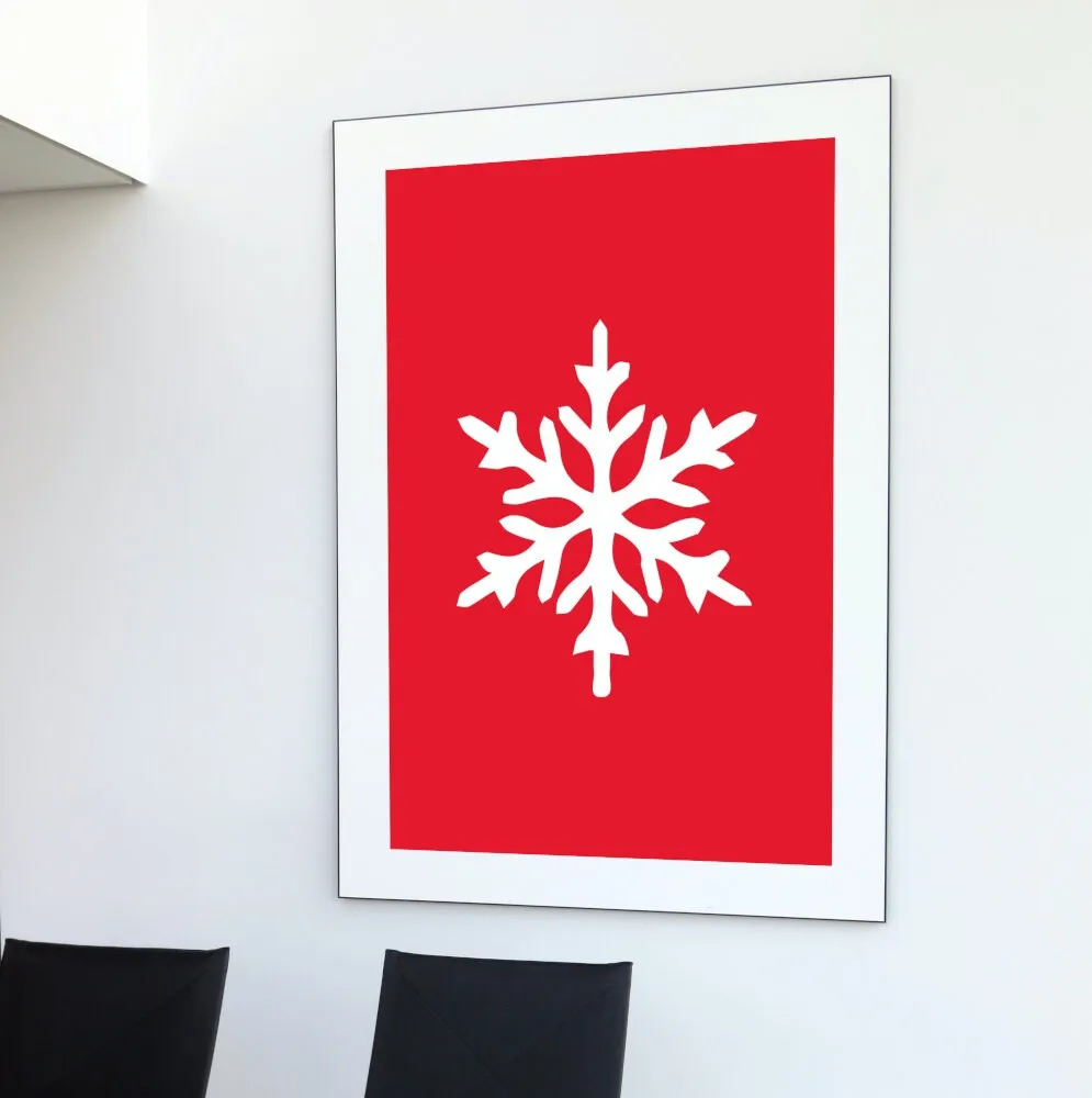 Christmas Snowflake Print INSTANT DOWNLOAD Art Prints, Winter Wall Art Set, Red Aesthetic, Winter Illustration Prints, Skiing Prints, Winter Onederland