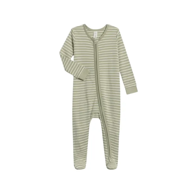 Colored Organics Peyton Footed Sleeper - Davis Stripe - Mint