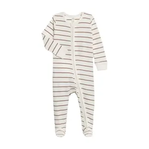 Colored Organics Peyton Footed Sleeper- Kade Stripe / Taupe