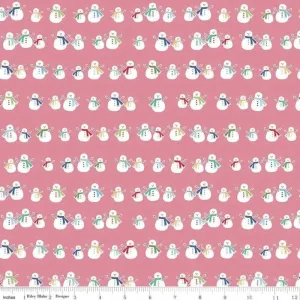 Cozy Christmas Snowmen Pink Yardage by Lori Holt | Riley Blake Designs