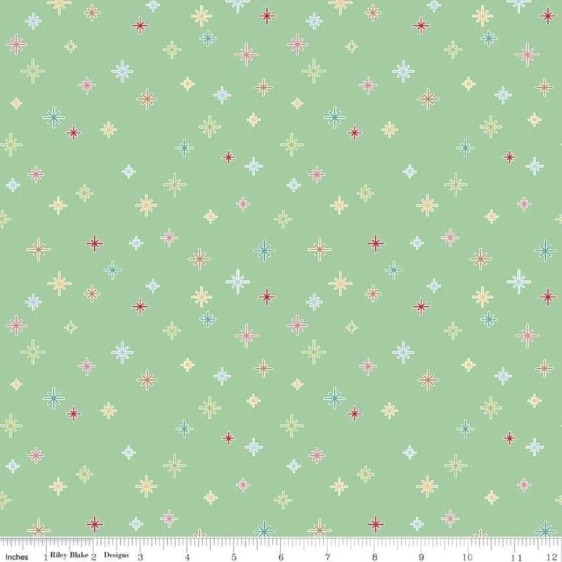 Cozy Christmas Sparkle Mint Yardage by Lori Holt | Riley Blake Designs