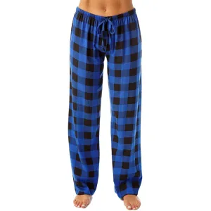 Cozy Plaid Print Drawstring Waist Women's Full Length Pajamas