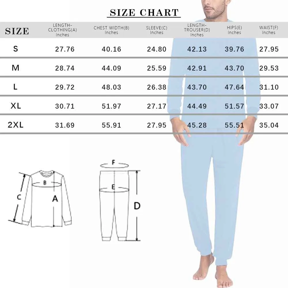 Custom Face Men's Long Sleeve Crewneck Pajamas Set Love Heart Personalized Sleepwear Sets