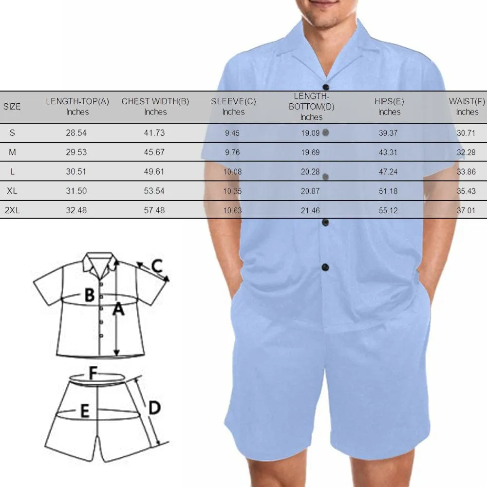 Custom Lover Face Pajamas for Him Summer Loungewear Personalized Men's V-Neck Short Sleeve Pajama Set