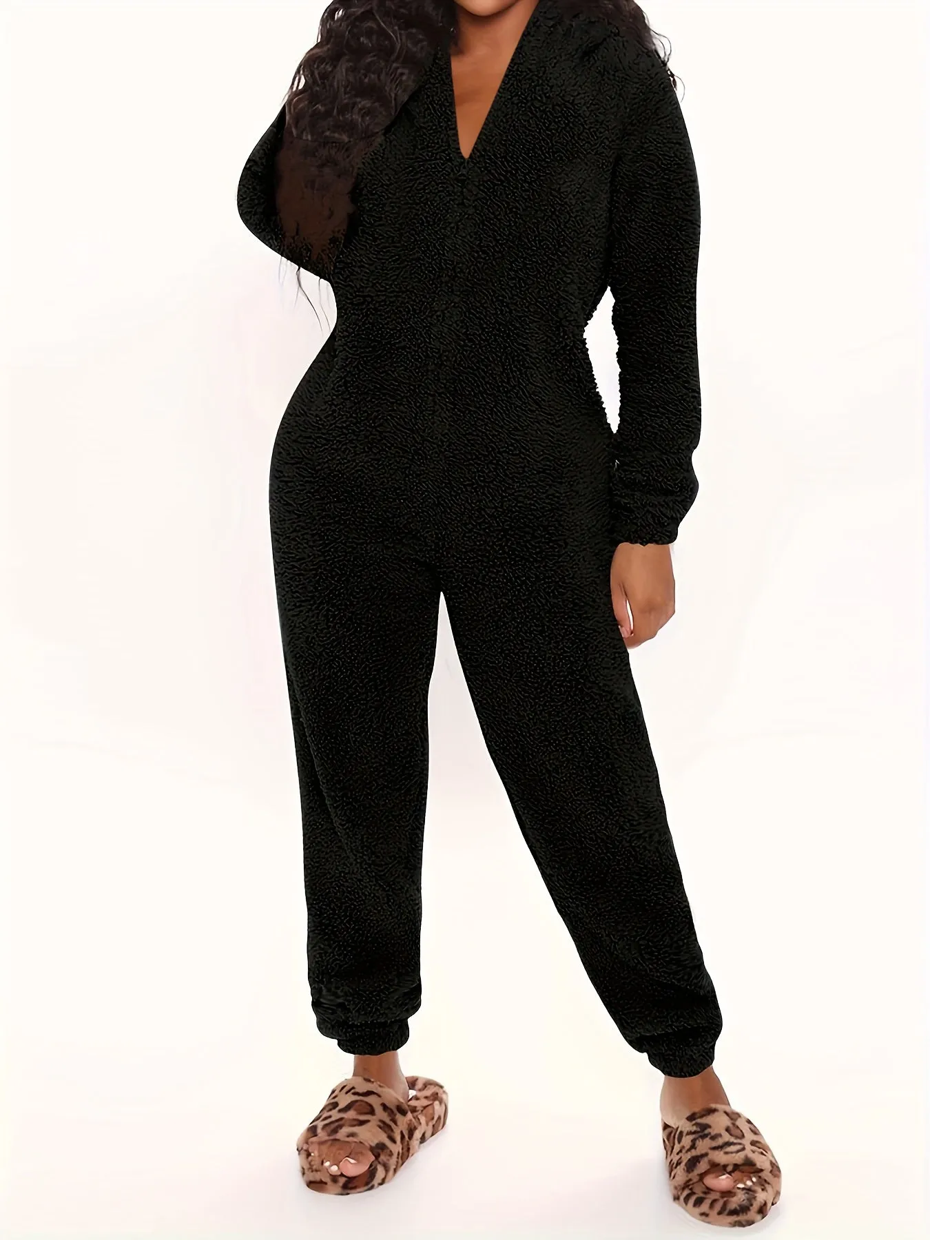 Cute  Cozy Fuzzy Hooded Pajama Jumpsuit for Carnaval