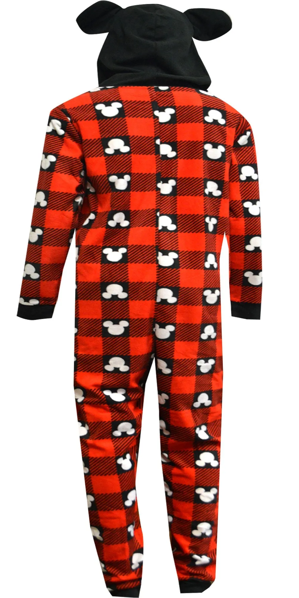 Disney Mickey Mouse Ears Plaid Holiday Women's Hooded Onesie