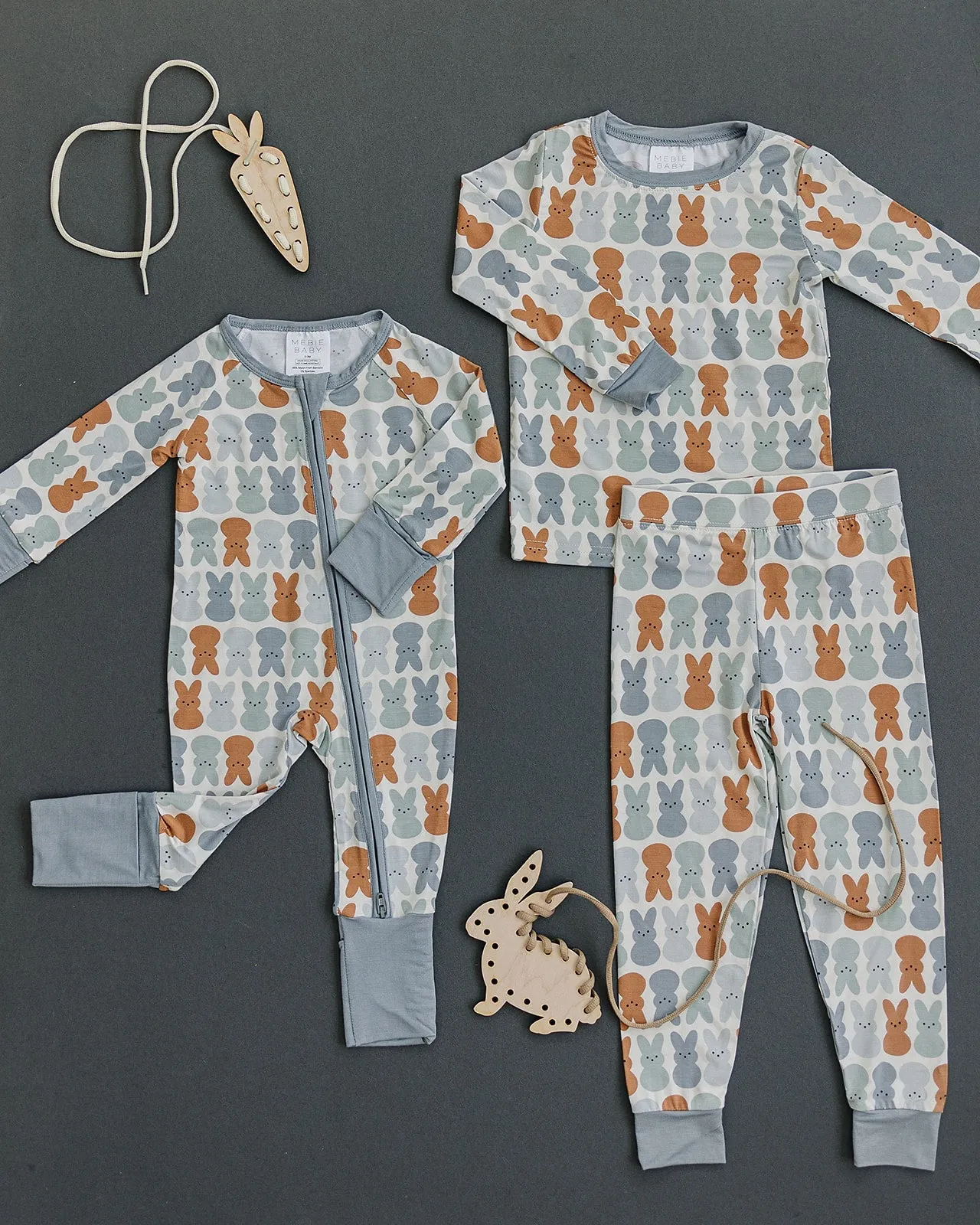 Dusty Blue Bunny Bamboo Two-piece Cozy Set