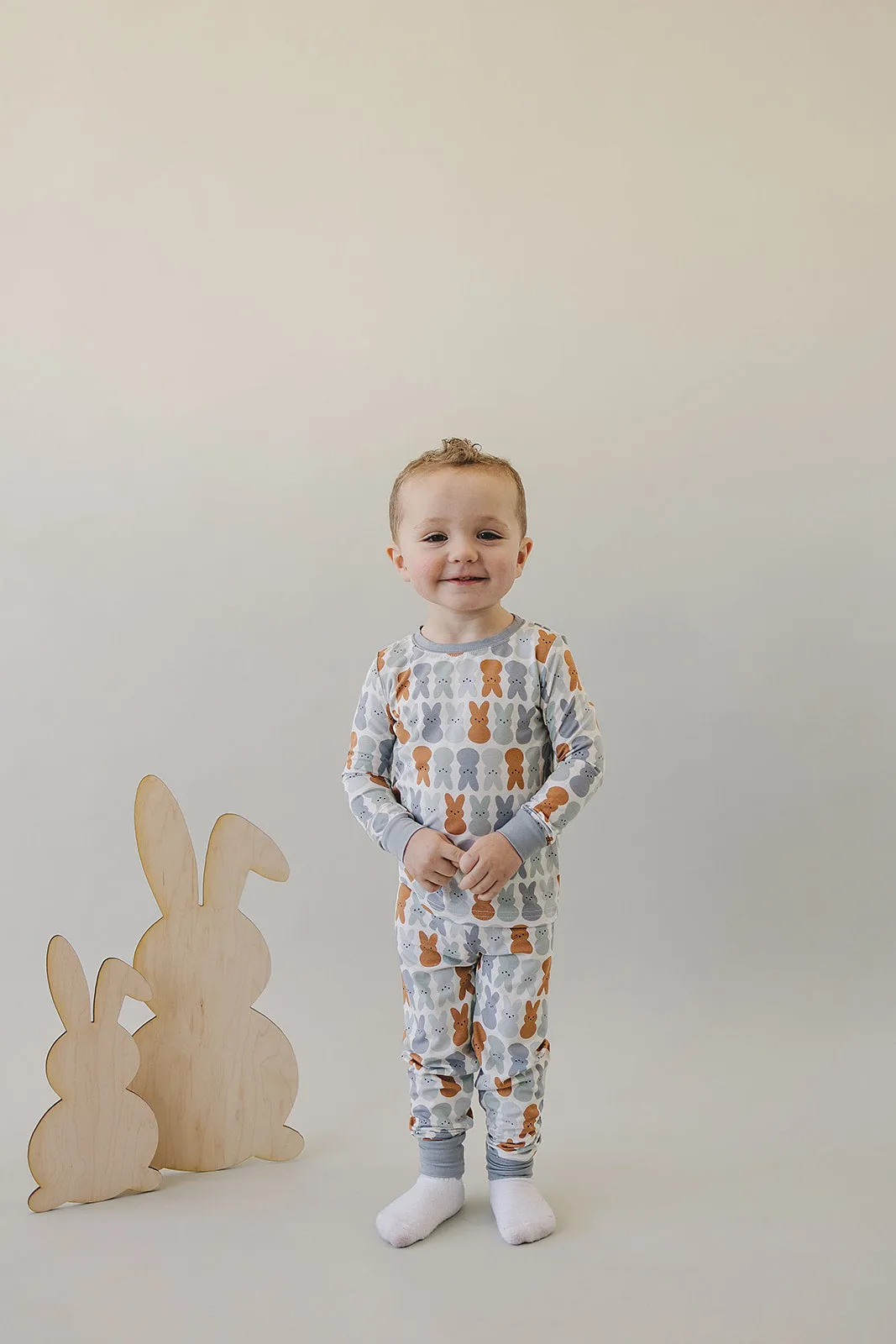 Dusty Blue Bunny Bamboo Two-piece Cozy Set