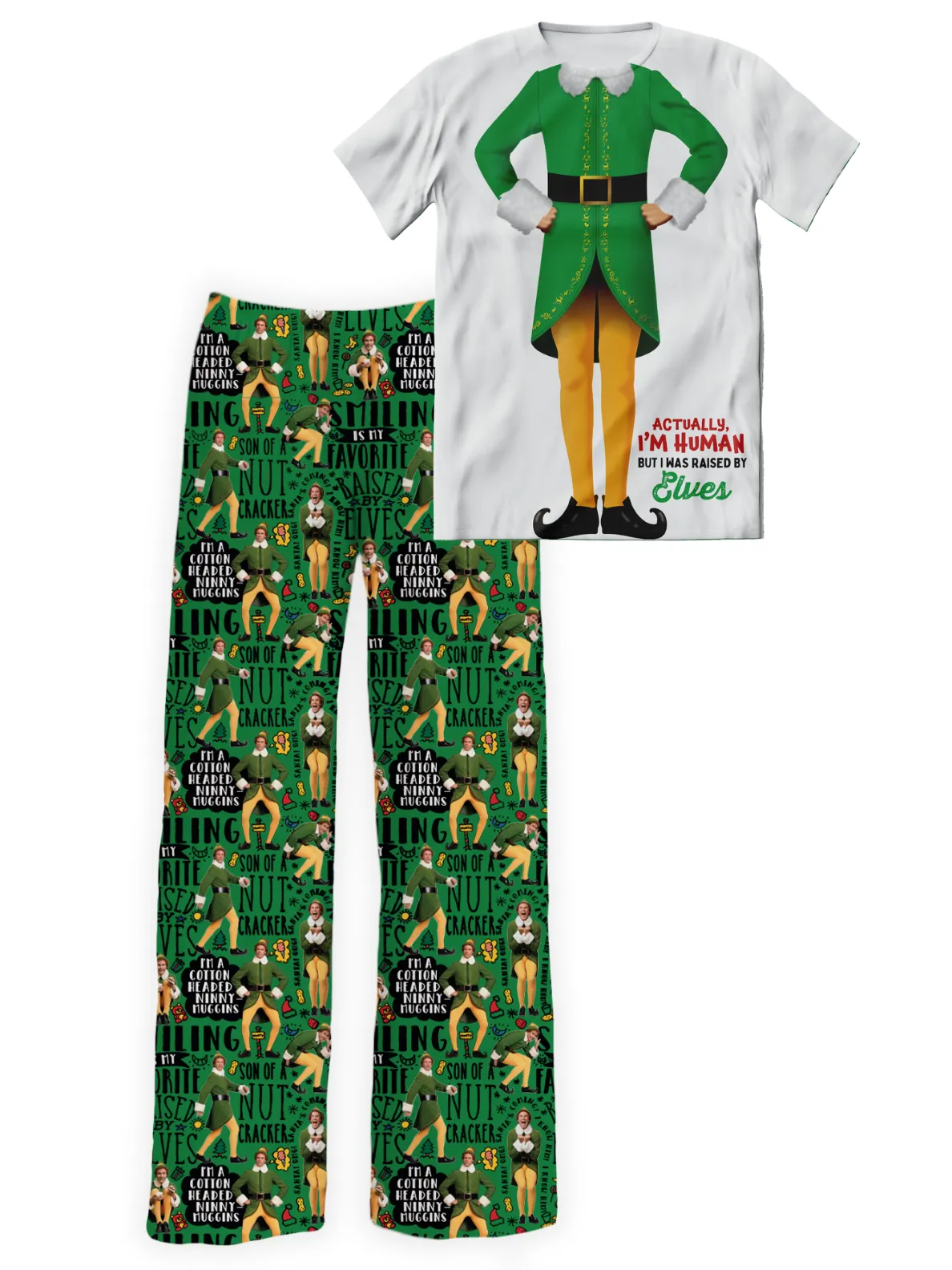 Elf Movie Pajama Set – Sleep Shirt & Pajama Pants (Green)