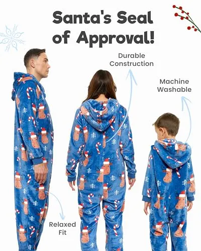 Family Christmas Onesies Adult & Kids - Christmas Onesies Women Pajamas - Christmas Kid & Adult Onesie Pajamas for Women/Men/Kids, Fleece Onesies for Women, Teens/Adult PJs - Blue Reindeer (Adult XL)