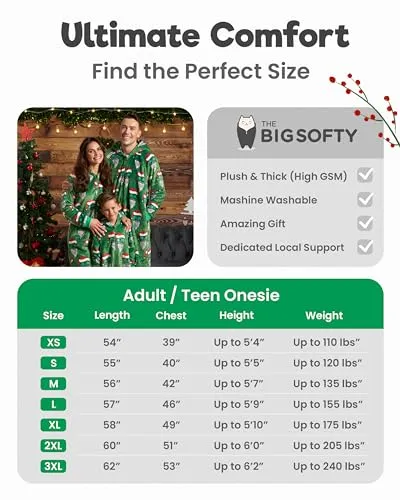 Family Christmas Onesies Adult & Kids - Christmas Onesies Women Pajamas - Christmas Kid & Adult Onesie Pajamas for Women/Men/Kids, Fleece Onesies for Women, Teens/Adult PJs - Green Santa (Adult L)