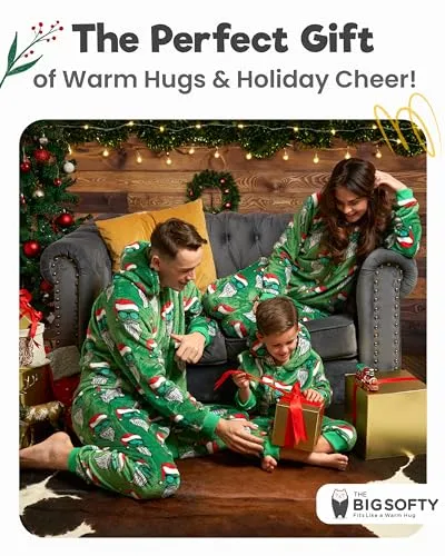 Family Christmas Onesies Adult & Kids - Christmas Onesies Women Pajamas - Christmas Kid & Adult Onesie Pajamas for Women/Men/Kids, Fleece Onesies for Women, Teens/Adult PJs - Green Santa (Adult L)