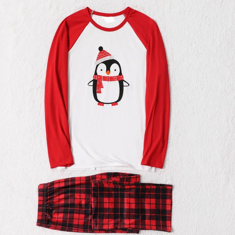 Family Matching Penguin Print Christmas Gamily Pajamas Set