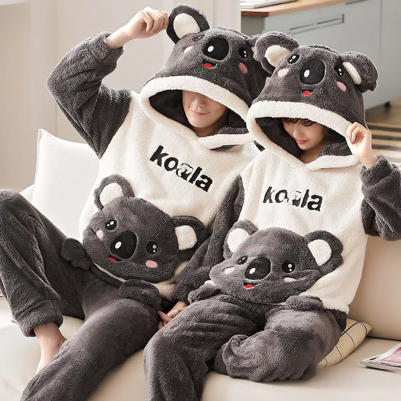 Fashion Hooded Coral Fleece Casual Loungewear Set