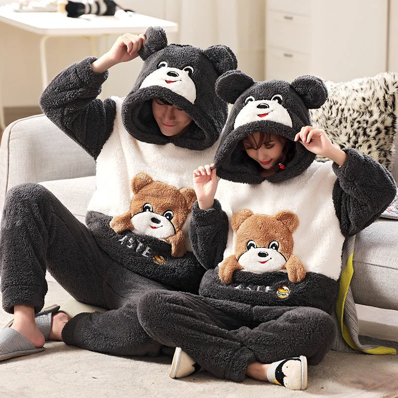 Fashion Hooded Coral Fleece Casual Loungewear Set