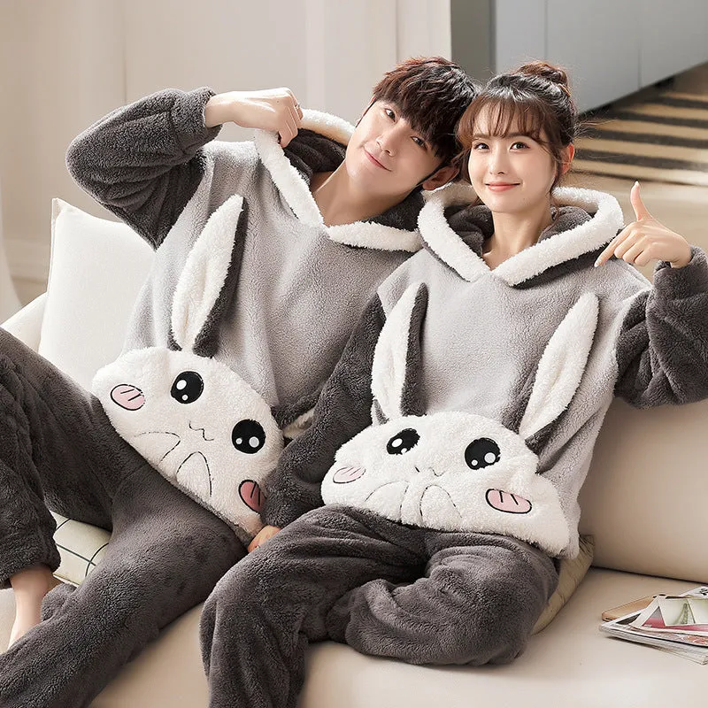 Fashion Hooded Coral Fleece Casual Loungewear Set