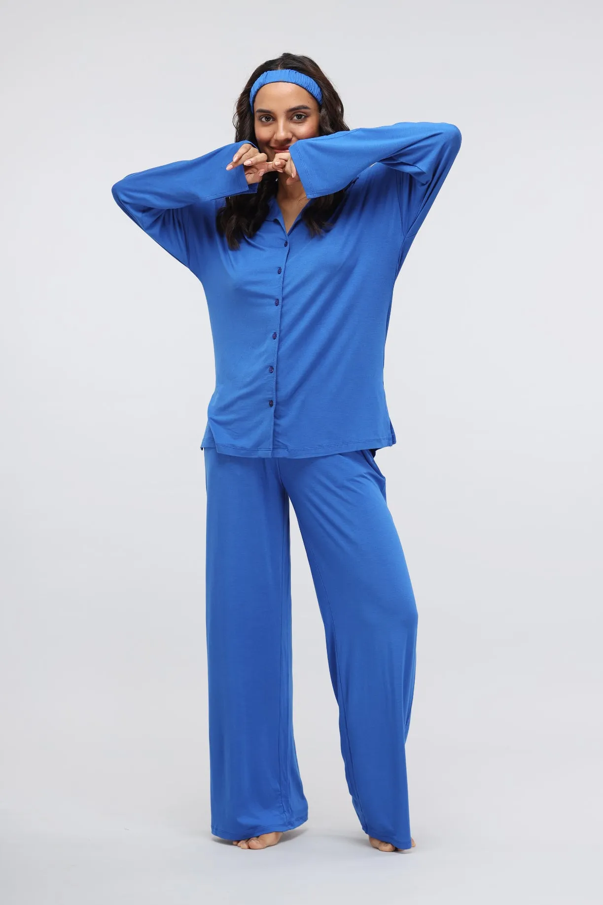 Flared Modal Pajama Set with Long Lounge top