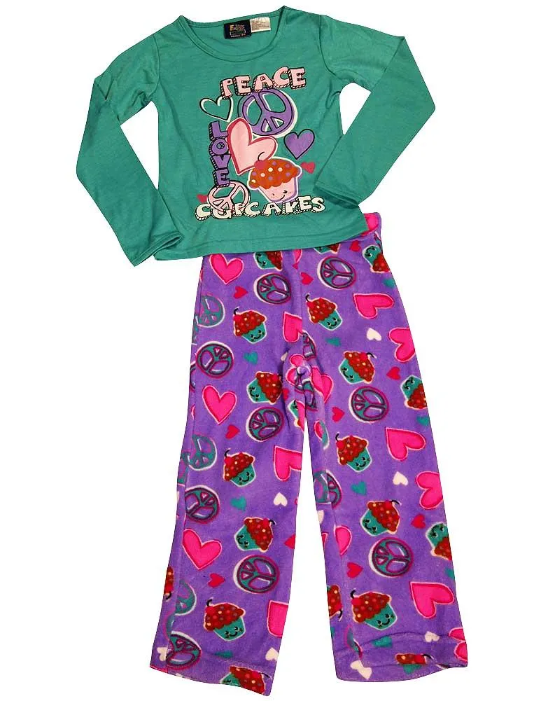 Fun Kidz - Little Girls' Long Sleeve Scribble Love Pajamas