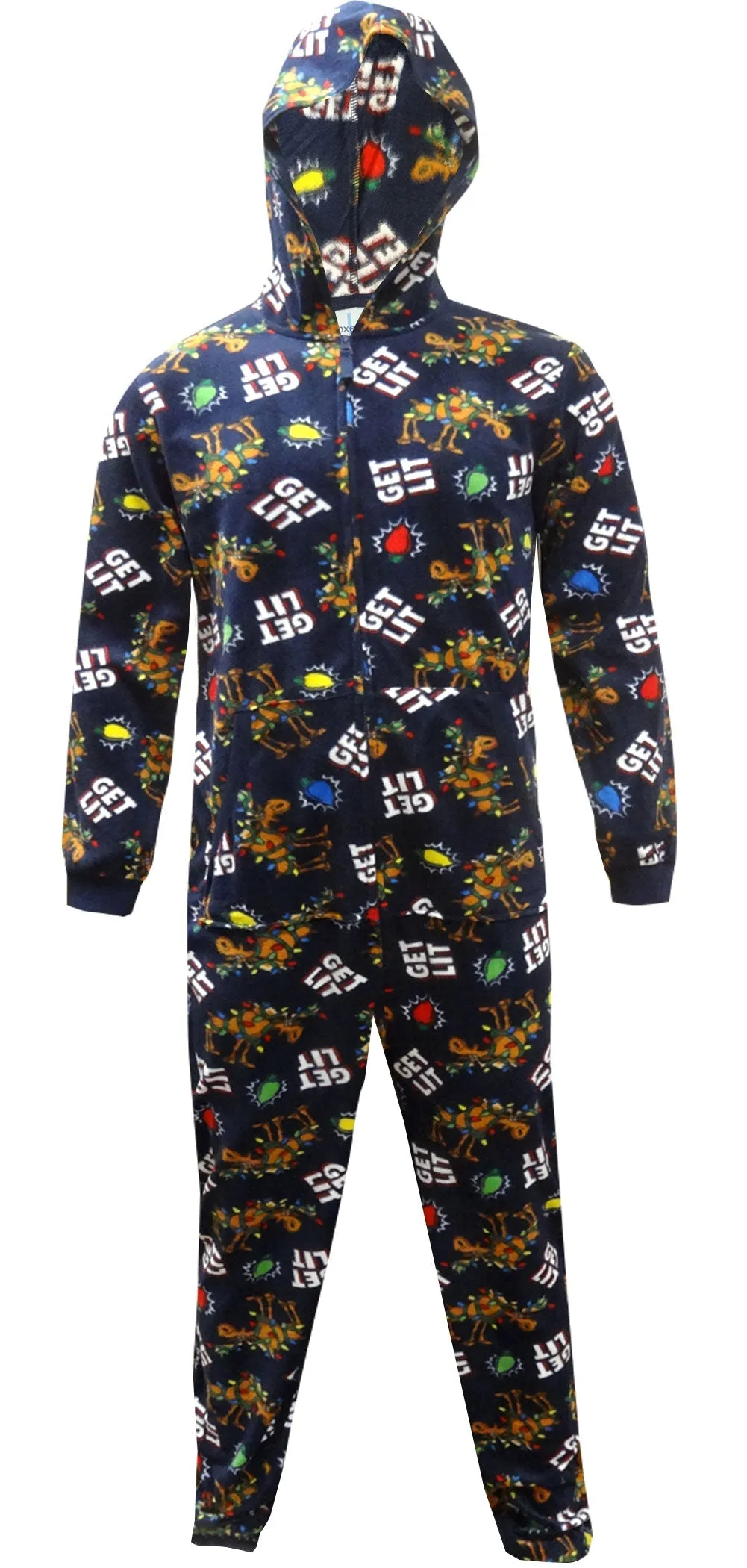 Get Lit Holiday Hooded One Piece Pajama