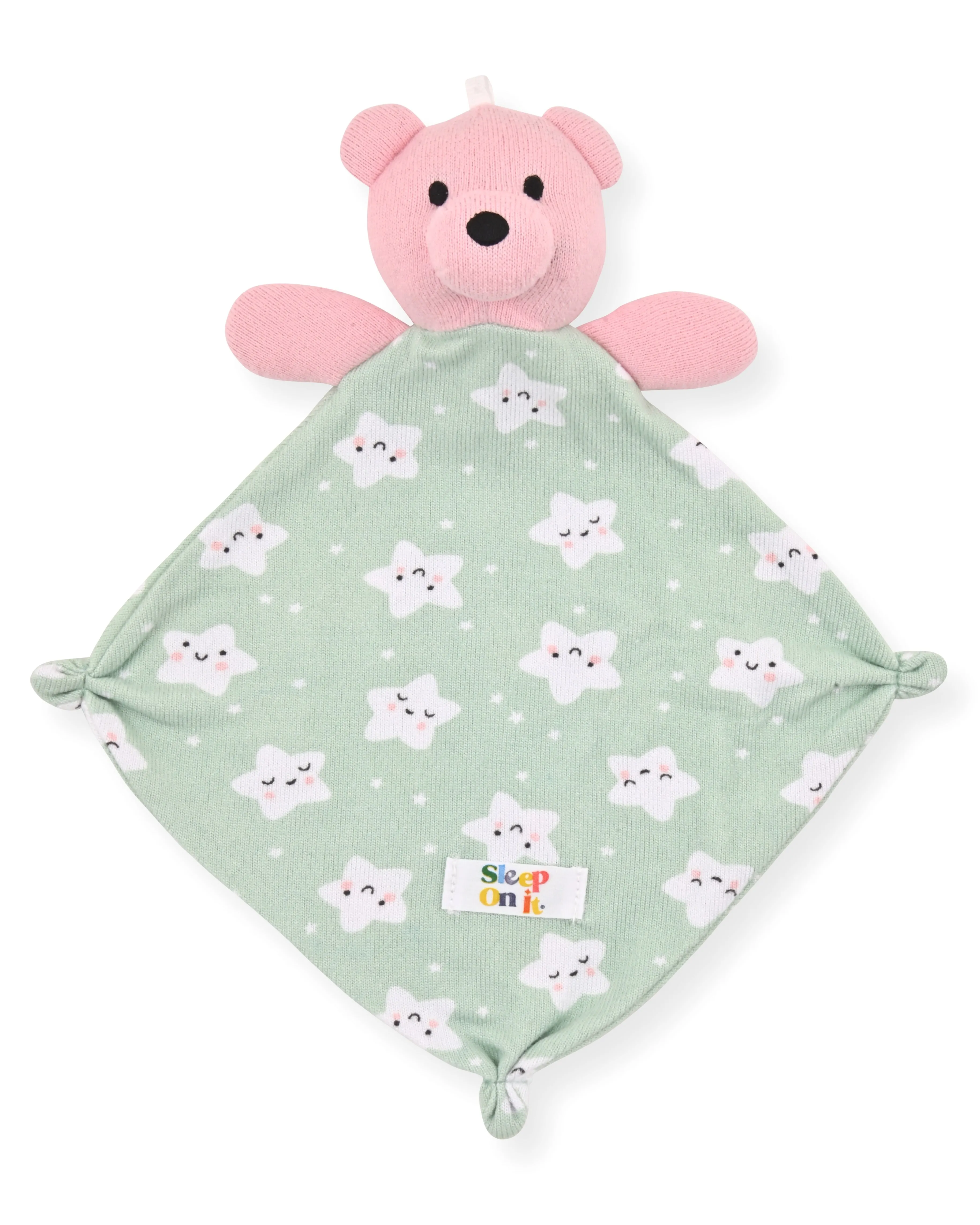 Girls Long Sleeve Super Soft Snuggle Jersey Zip-Up Coverall Pajama with Blankey Buddy- Smiley Stars.