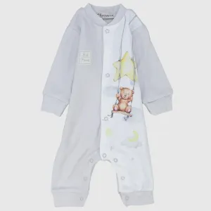 Grey Swinging Bear Long-Sleeved Baby Footless Onesie