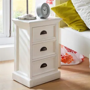 Halifax White Painted Small 3 Drawer Bedside Cabinet