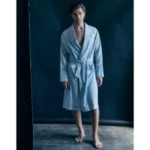 Janus Robe in Green Stripe Italian Cotton