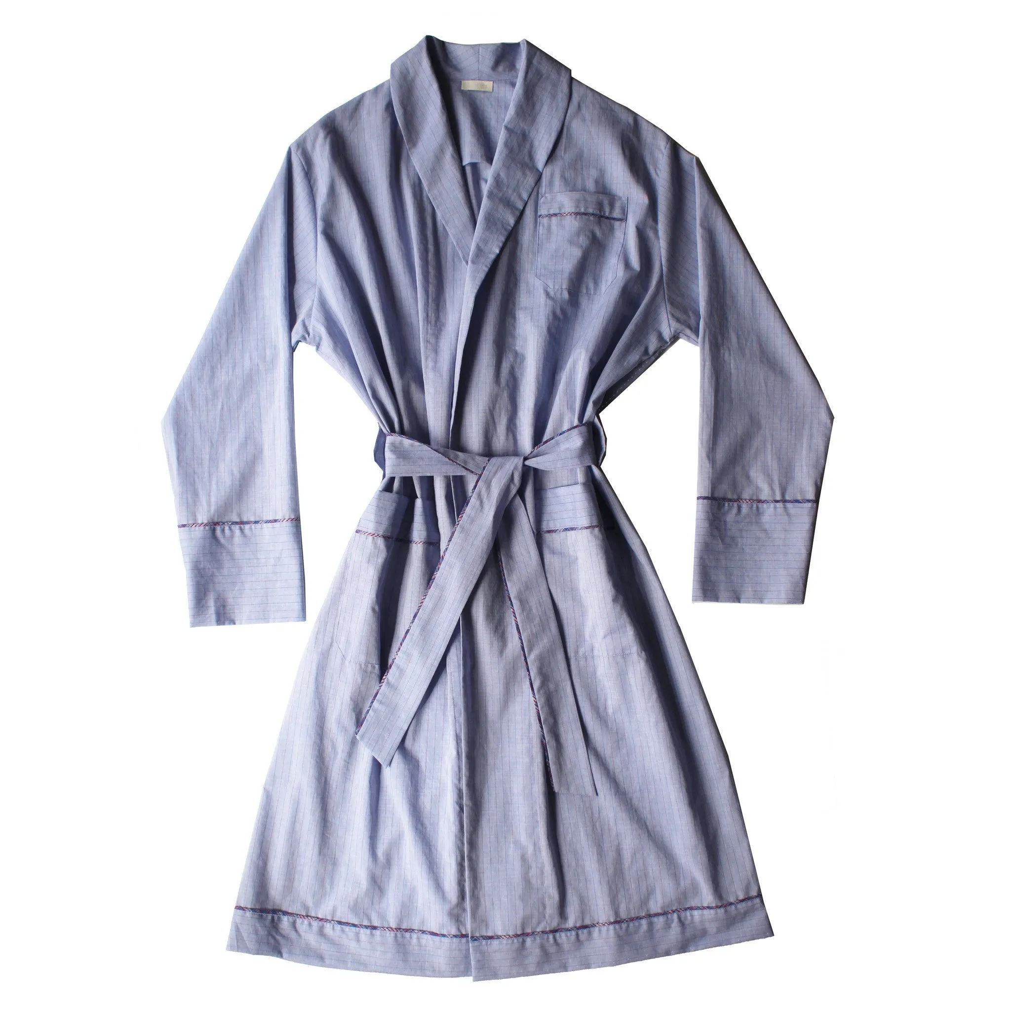 Janus Robe in Light Blue Stripe Italian Cotton