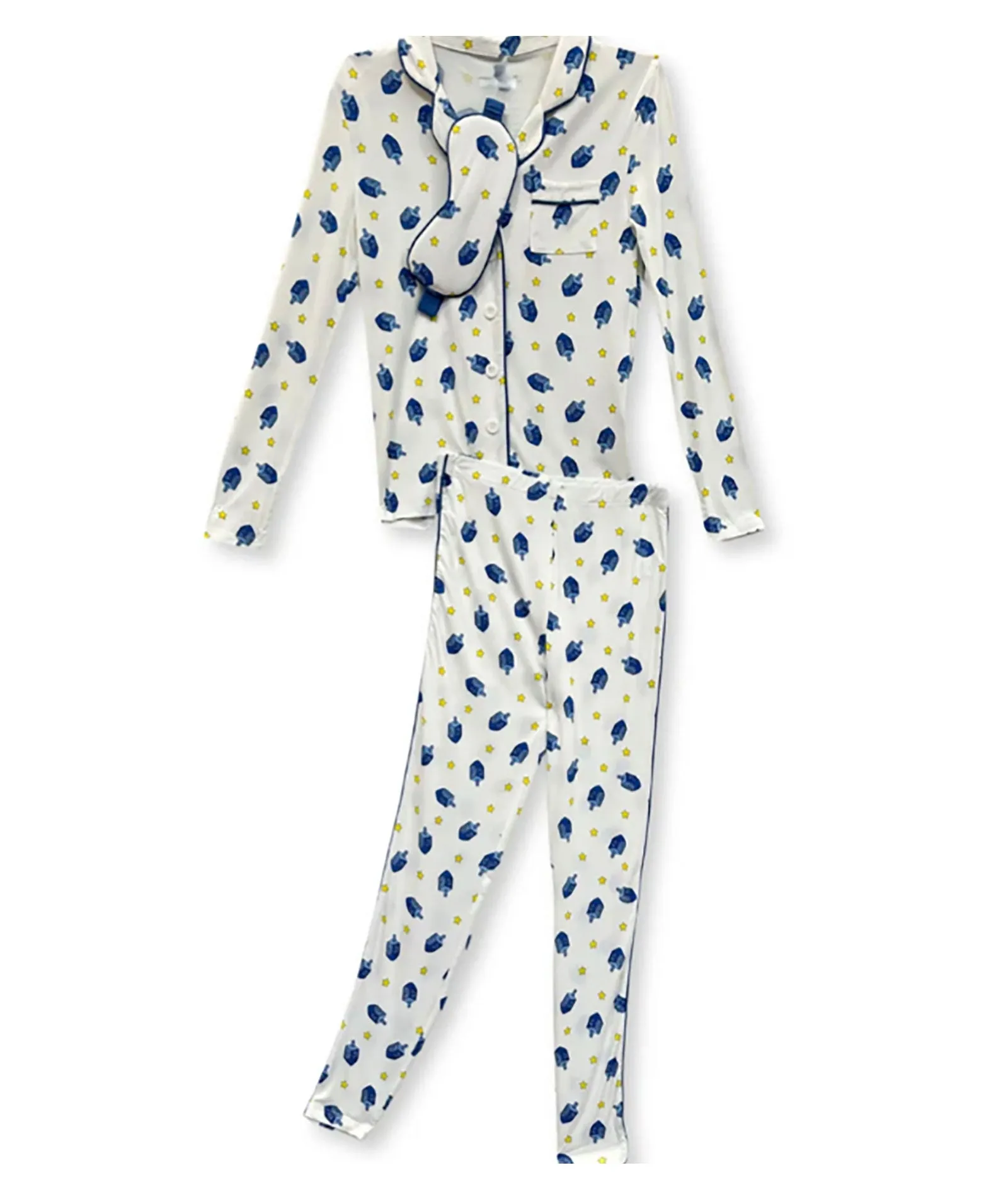 Katie J NYC Juniors Dreidel Maia PJ Pants Set With Eye Mask