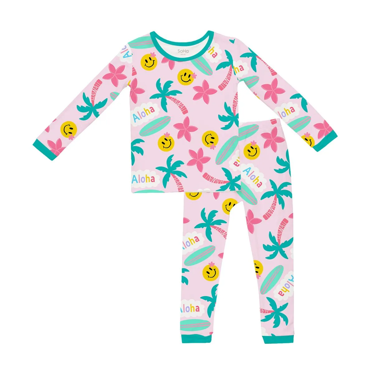 Kids Pajama Set, Aloha and Smiley Doodle