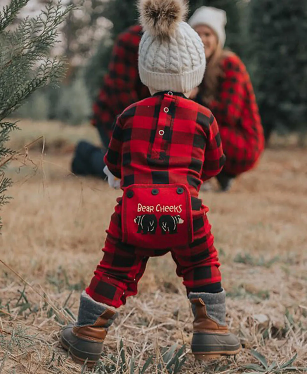 Lazyone Infant Plaid Bear Cheeks Flapjack