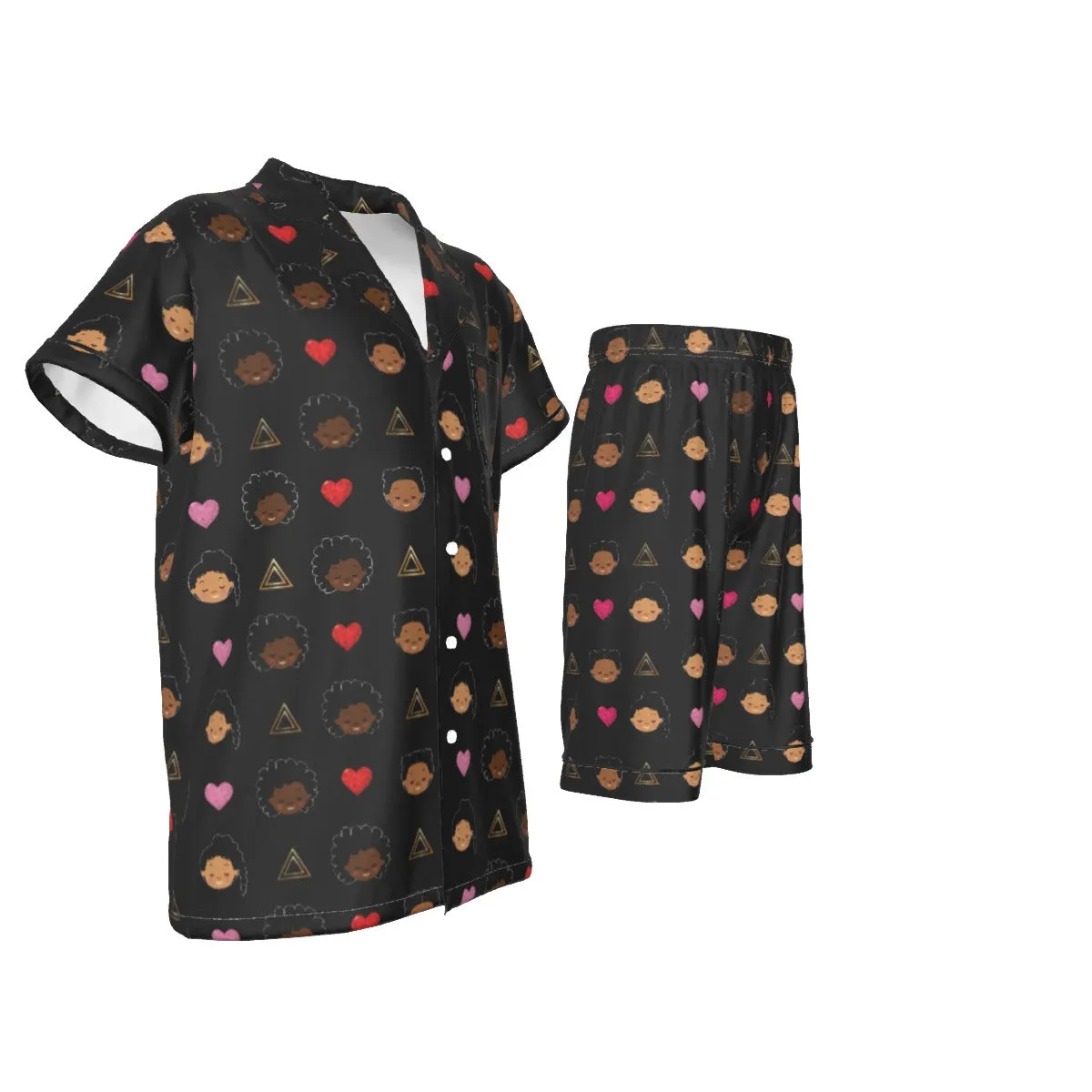 Love Me (Black) Youth Satin Short Pajamas