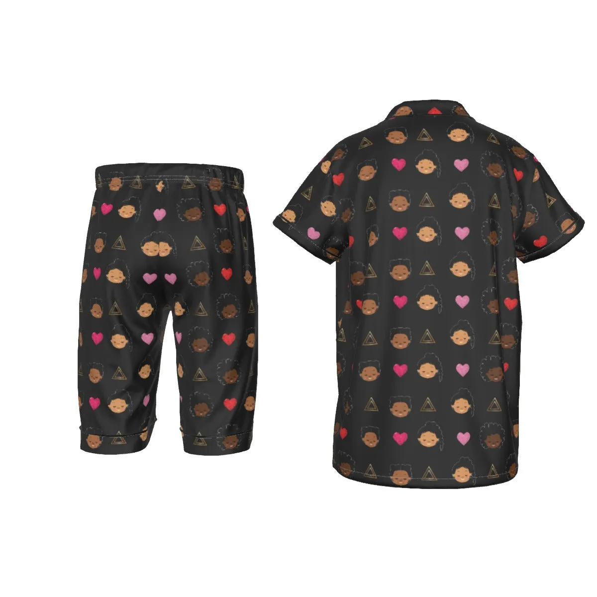 Love Me (Black) Youth Satin Short Pajamas