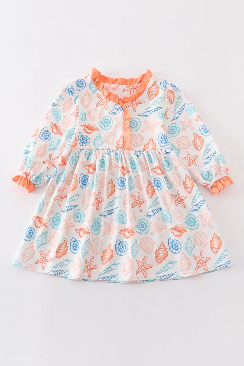 Marine print girl pajamas dress