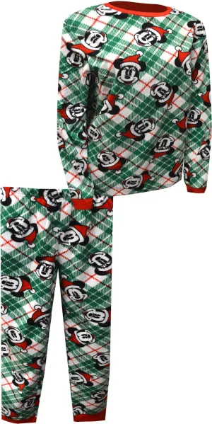 Mickey Mouse and Minnie Christmas Plaid Fleece Pajama